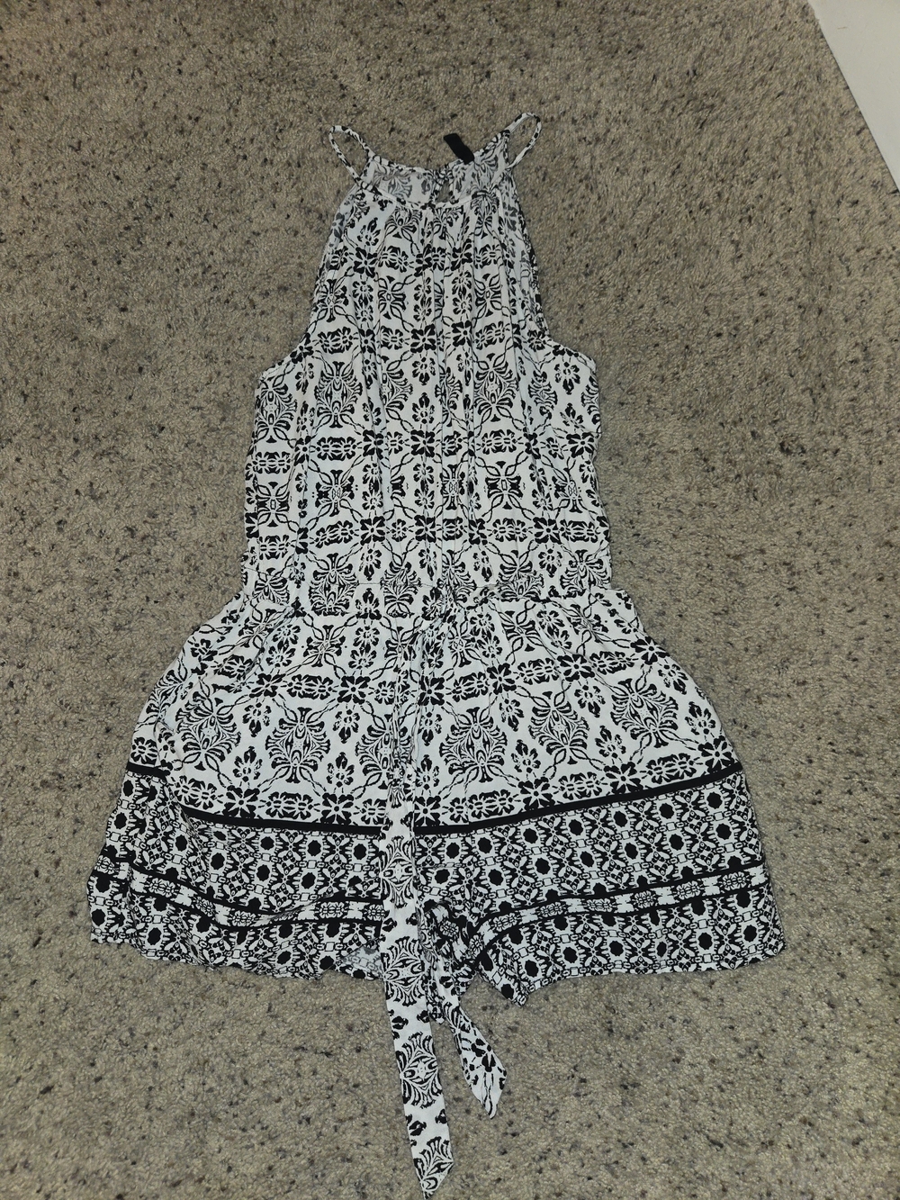 Vintage Boho Black and White Mini Romper